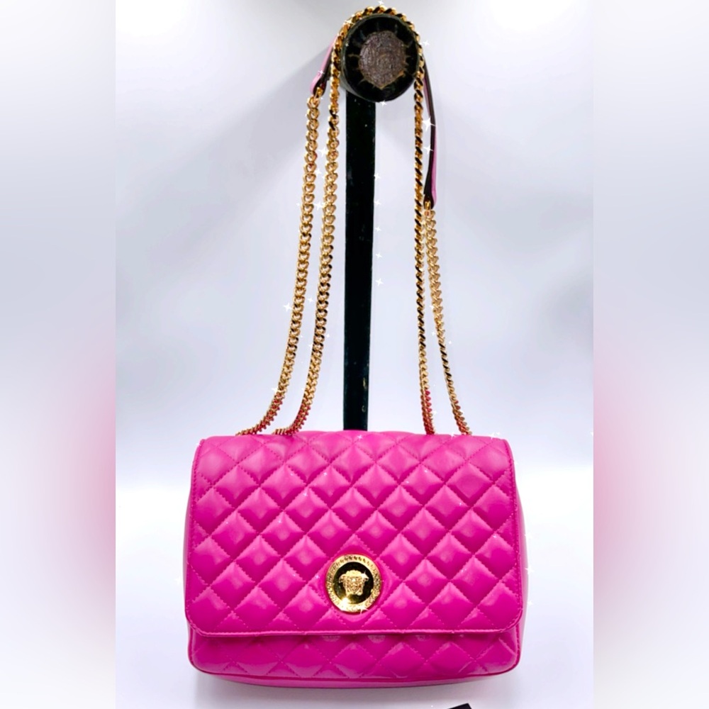 New Pink Versace quilted crossbody bag